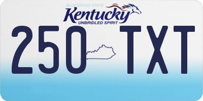 KY license plate 250TXT