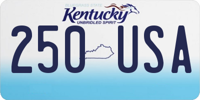 KY license plate 250USA
