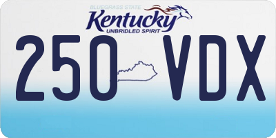 KY license plate 250VDX