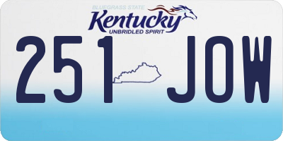 KY license plate 251JOW