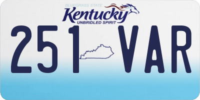 KY license plate 251VAR