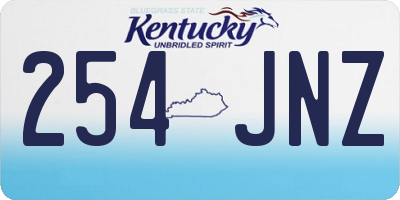 KY license plate 254JNZ