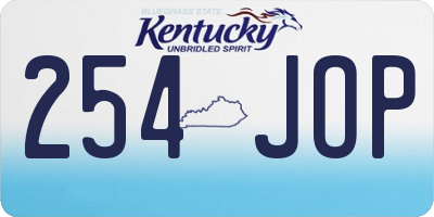KY license plate 254JOP