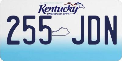 KY license plate 255JDN