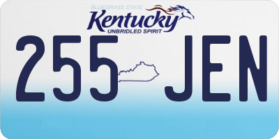 KY license plate 255JEN