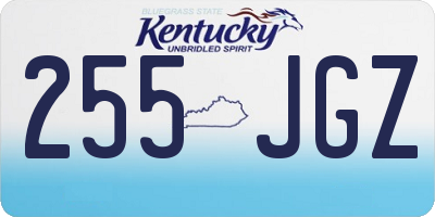 KY license plate 255JGZ