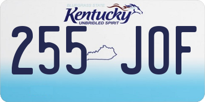 KY license plate 255JOF