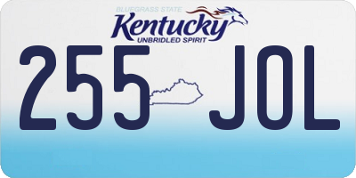 KY license plate 255JOL