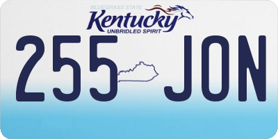 KY license plate 255JON