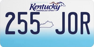 KY license plate 255JOR