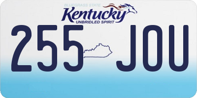 KY license plate 255JOU