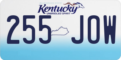 KY license plate 255JOW
