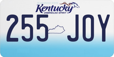 KY license plate 255JOY