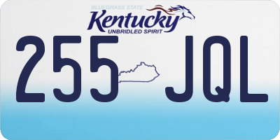 KY license plate 255JQL