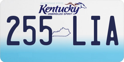 KY license plate 255LIA