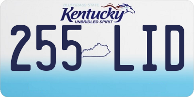 KY license plate 255LID