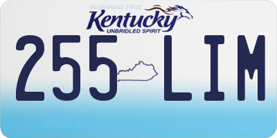 KY license plate 255LIM
