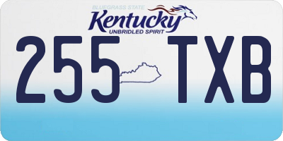 KY license plate 255TXB