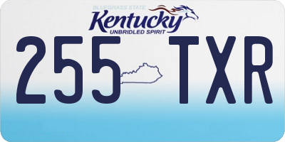 KY license plate 255TXR