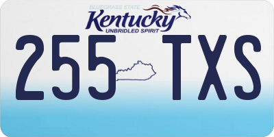 KY license plate 255TXS