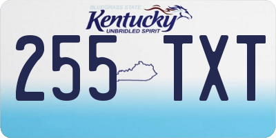 KY license plate 255TXT