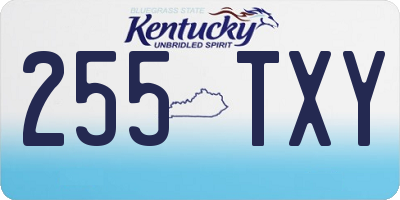 KY license plate 255TXY