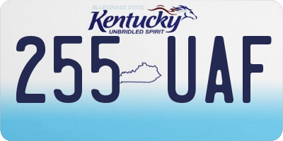 KY license plate 255UAF
