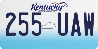 KY license plate 255UAW