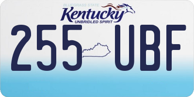 KY license plate 255UBF