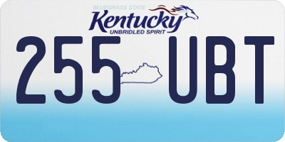 KY license plate 255UBT