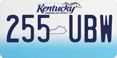 KY license plate 255UBW
