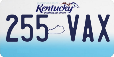 KY license plate 255VAX