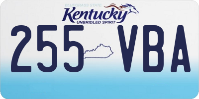 KY license plate 255VBA