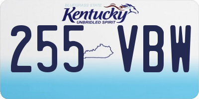 KY license plate 255VBW