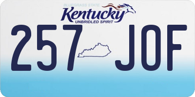 KY license plate 257JOF