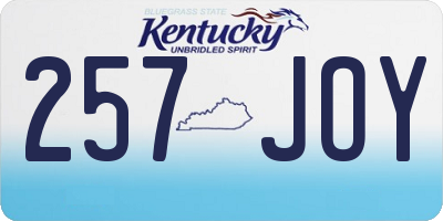 KY license plate 257JOY