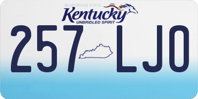 KY license plate 257LJO