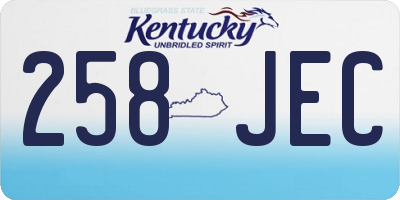 KY license plate 258JEC