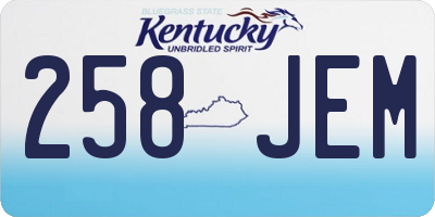 KY license plate 258JEM