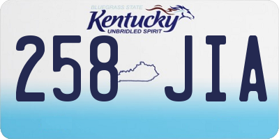 KY license plate 258JIA