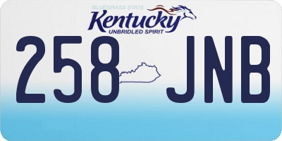 KY license plate 258JNB