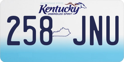 KY license plate 258JNU