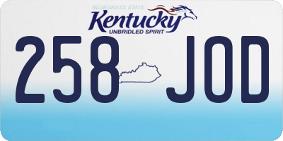 KY license plate 258JOD