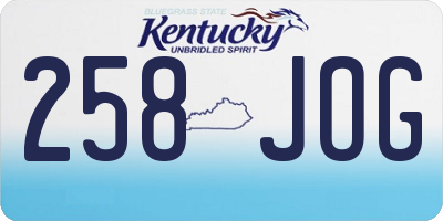 KY license plate 258JOG