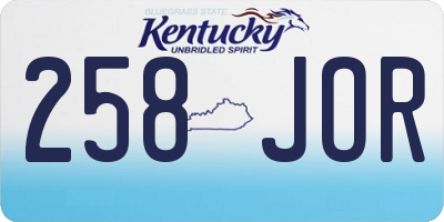 KY license plate 258JOR