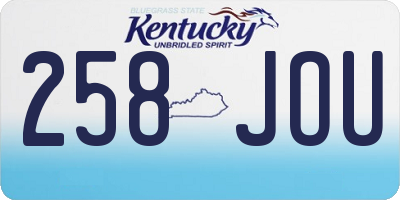 KY license plate 258JOU