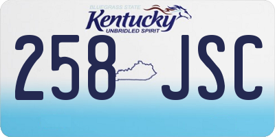 KY license plate 258JSC