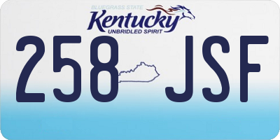 KY license plate 258JSF
