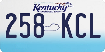 KY license plate 258KCL