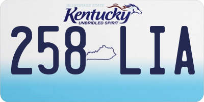 KY license plate 258LIA